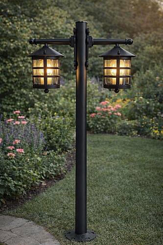 100 cm Çift Kollu Perge Direkli Bahçe Aydınlatma  - 3