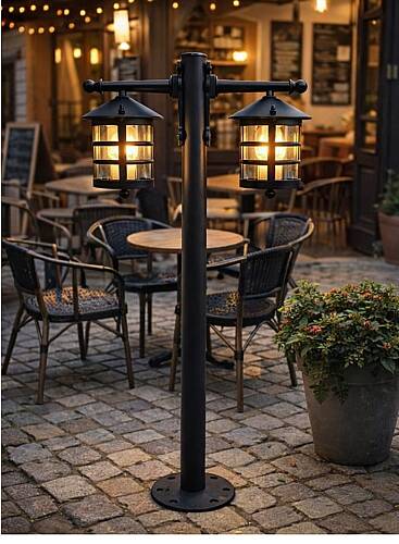 100 cm Çift Kollu Perge Direkli Bahçe Aydınlatma  - 4