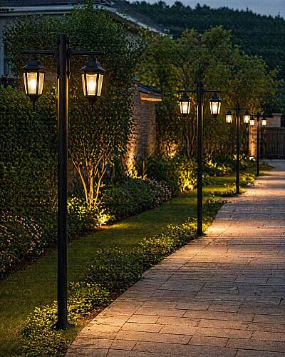 200 cm Çift Kollu Altıgen Direkli Bahçe Yol Aydınlatma Armatürü - 5
