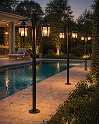 200 cm Çift Kollu Altıgen Direkli Bahçe Yol Aydınlatma Armatürü