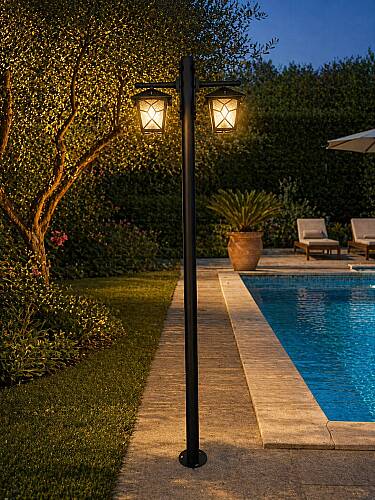 200 cm Çift Kollu Aşiyan Direkli Bahçe Yol Aydınlatma Armatürü - 1