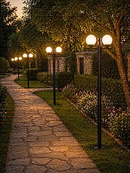 200 cm Çift Kollu Glop Direkli Bahçe Yol Aydınlatma Armatürü  - 4