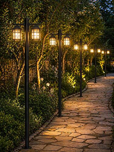 200 cm Çift Kollu Kafesli Direkli Bahçe Yol Aydınlatma Armatürü - 6