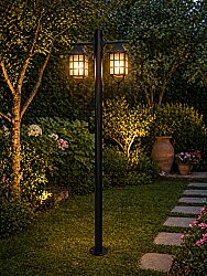 200 cm Çift Kollu Kafesli Direkli Bahçe Yol Aydınlatma Armatürü