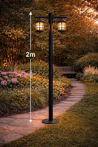 200 cm Çift Kollu Perge Direkli Bahçe Aydınlatma  - 1