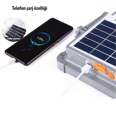 200W Taşınabilir Şarjlı Güneş Enerjili Solar Projektör 6400K