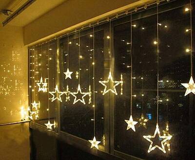 Dekoratif 2x1 Metre Animasyonlu Yıldızlı Saçak İp Perde Led Işık Aydınlatma GÜNIŞIĞI