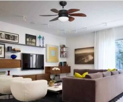 60 Watt Ahşap Kanatlı Avizeli Tavan Vantilatörü