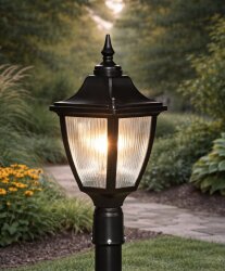 Altıgen Direk Üstü Bahçe Armatürü - Bahçe Lambası SİYAH