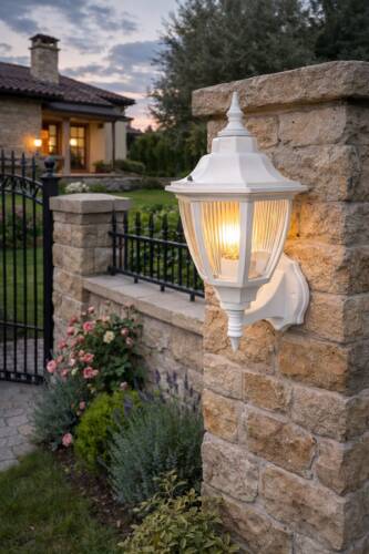 Altıgen Konsollu Fener Bahçe Aydınlatma Armatürü BEYAZ - 1