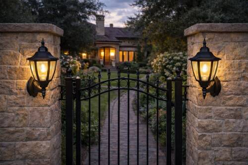 Altıgen Konsollu Fener Bahçe Aydınlatma Armatürü SİYAH - 2