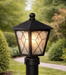 Aşiyan Direk Üstü Fener Bahçe Aydınlatma Armatürü Siyah