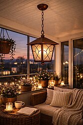 Aşiyan Zincirli Fener Bahçe Aydınlatma Armatürü BAKIR