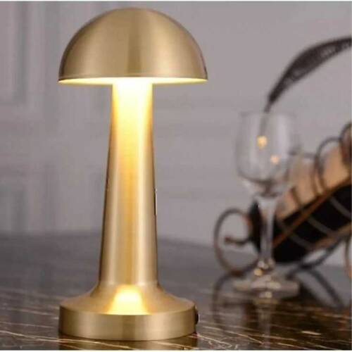 Dekoratif Dokunmatik 3 Farklı Renk Seçenekli Mantar Masa Lambası Gold - 3