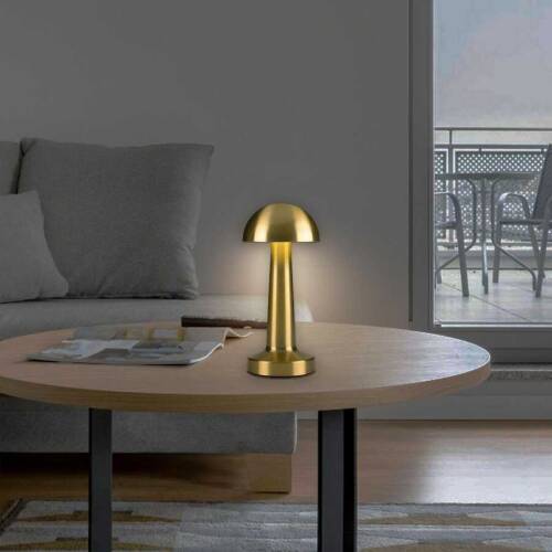 Dekoratif Dokunmatik 3 Farklı Renk Seçenekli Mantar Masa Lambası Gold - 5