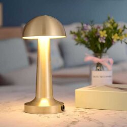 Dekoratif Dokunmatik 3 Farklı Renk Seçenekli Mantar Masa Lambası Gold