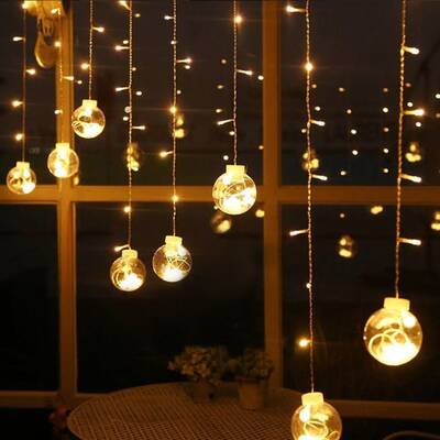 Dekoratif Işıklı Top Saçak İp Perde Led Aydınlatma Günışığı