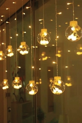 Dekoratif Işıklı Top Saçak İp Perde Led Aydınlatma Günışığı - Thumbnail