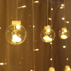 Dekoratif Işıklı Top Saçak İp Perde Led Aydınlatma Günışığı - Thumbnail