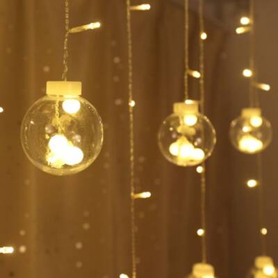 Dekoratif Işıklı Top Saçak İp Perde Led Aydınlatma Günışığı