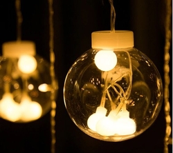 Dekoratif Işıklı Top Saçak İp Perde Led Aydınlatma Günışığı - Thumbnail