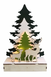 Lambax - Dekoratif Pilli Geyikli Led Işıklı Çam Ağacı