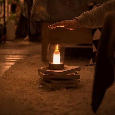 Dimmerli Alev Efektli Masa Lambası Dekoratif Mum