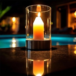 Dimmerli Alev Efektli Masa Lambası Dekoratif Mum - Thumbnail