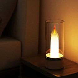 Dimmerli Alev Efektli Masa Lambası Dekoratif Mum - Thumbnail