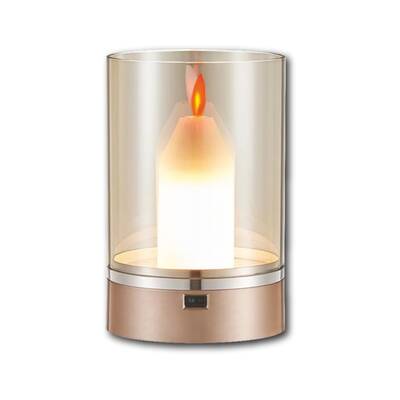 Dimmerli Alev Efektli Masa Lambası Dekoratif Mum