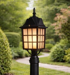 Kafesli Direk Üstü Fener Bahçe Aydınlatma Armatürü