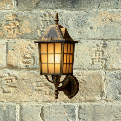 Kafesli Konsollu Fener Bahçe Aydınlatma Armatürü Sarı Eskitme - 1