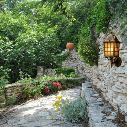 Kafesli Konsollu Fener Bahçe Aydınlatma Armatürü Sarı Eskitme - 3