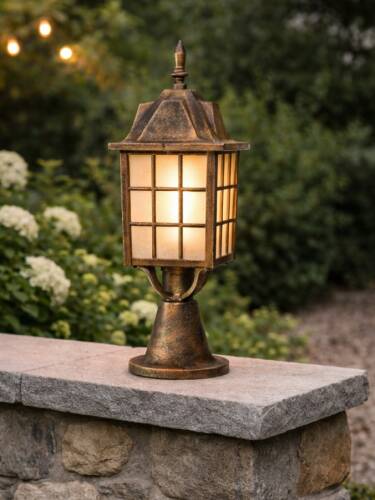 Kafesli Set Üstü Fener Bahçe Aydınlatma Armatürü Bakır - 1