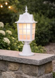 Kafesli Set Üstü Fener Bahçe Aydınlatma Armatürü Beyaz