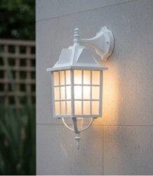 Kafesli Ters Bakan Konsollu Fener Bahçe Aydınlatma Armatürü Beyaz - 2