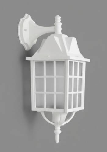 Kafesli Ters Bakan Konsollu Fener Bahçe Aydınlatma Armatürü Beyaz - 3