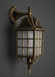 Kafesli Ters Bakan Konsollu Fener Bahçe Aydınlatma Armatürü Sarı Eskitme - 2