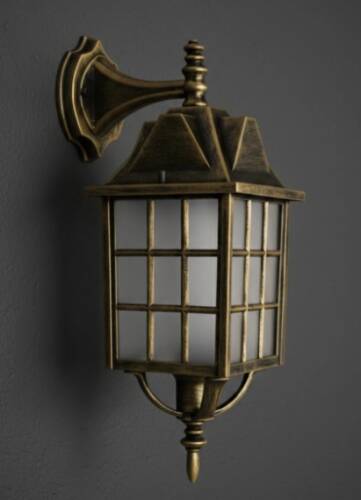 Kafesli Ters Bakan Konsollu Fener Bahçe Aydınlatma Armatürü Sarı Eskitme - 2