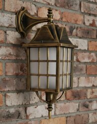 Kafesli Ters Bakan Konsollu Fener Bahçe Aydınlatma Armatürü Sarı Eskitme