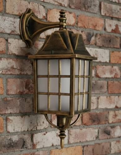 Kafesli Ters Bakan Konsollu Fener Bahçe Aydınlatma Armatürü Sarı Eskitme - 1