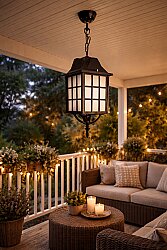 Kafesli Zincirli Fener Bahçe Aydınlatma Armatürü