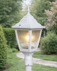 Kare Direk Üstü Fener Bahçe Aydınlatma Armatürü BEYAZ