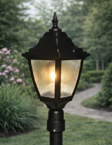 Kare Direk Üstü Fener Bahçe Aydınlatma Armatürü SİYAH - 1