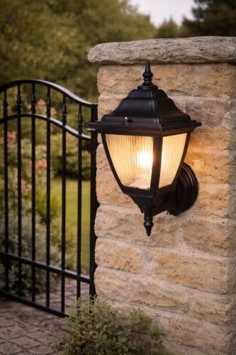 Kare Konsollu Fener Bahçe Aydınlatma Armatürü SİYAH - 3