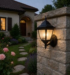 Kare Konsollu Fener Bahçe Aydınlatma Armatürü SİYAH - 4