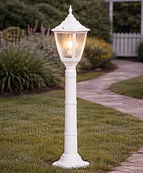 Kare Plastik Direkli Bahçe Armatürü - Bahçe Lambası Beyaz