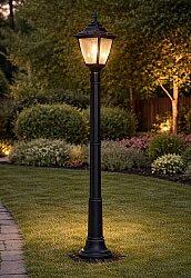 Kare Plastik Direkli Bahçe Armatürü - Bahçe Lambası Siyah