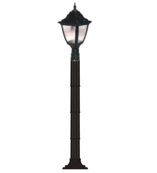 Kare Plastik Direkli Bahçe Armatürü - Bahçe Lambası Siyah