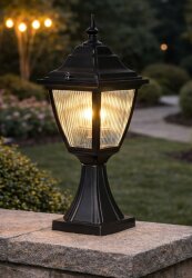 Kare Set Üstü Fener Bahçe Aydınlatma Armatürü Siyah